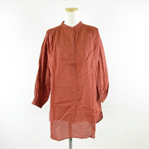 【中古】ユニクロ UNIQLO コットンギャザーチュニック 7分袖 オレンジ M *A632 レディース 【ベクトル 古着】 250424