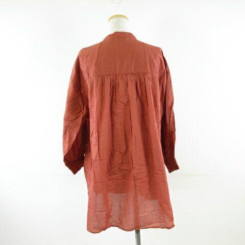 【中古】ユニクロ UNIQLO コットンギャザーチュニック 7分袖 オレンジ M *A632 レディース 【ベクトル 古着】 250424
