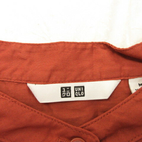 【中古】ユニクロ UNIQLO コットンギャザーチュニック 7分袖 オレンジ M *A632 レディース 【ベクトル 古着】 250424
