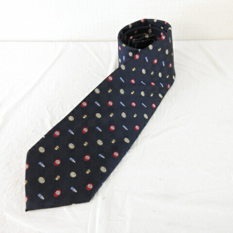 【中古】未使用品 ミツコシ MITSUKOSHI ネクタイ シルク うどん柄 紺 *A663 メンズ 【ベクトル 古着】 ..