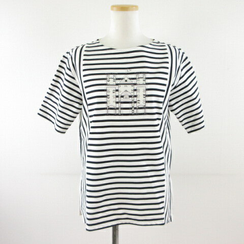 【中古】スタジオピッコーネ STUDIO PICONE カットソー Tシャツ 半袖 ボーダー 白 38 *T288 レディース 【ベクトル 古着】 250501