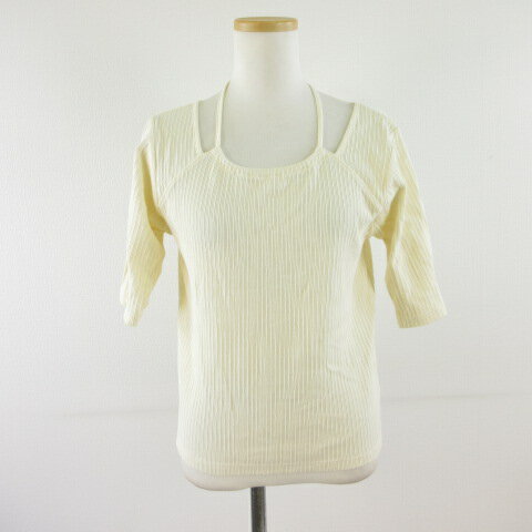 【中古】ローリーズファーム LOWRYS FARM カットソー 五分袖 アイボリー F *T392 レディース 【ベクトル 古着】 250514