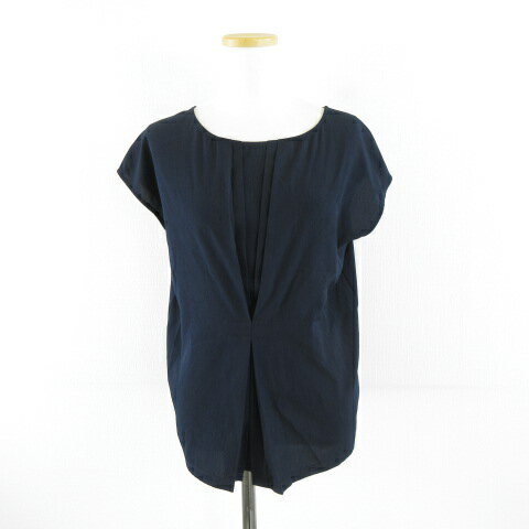 【中古】アースミュージック&エコロジー EARTH MUSIC & ECOLOGY PremiumLabel カットソー フレンチスリーブ 紺 F *A22 レディース 【ベクトル 古着】 250529