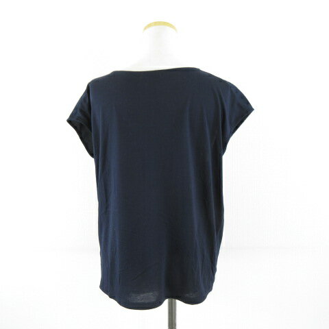 【中古】アースミュージック&エコロジー EARTH MUSIC & ECOLOGY PremiumLabel カットソー フレンチスリーブ 紺 F *A22 レディース 【ベクトル 古着】 250529