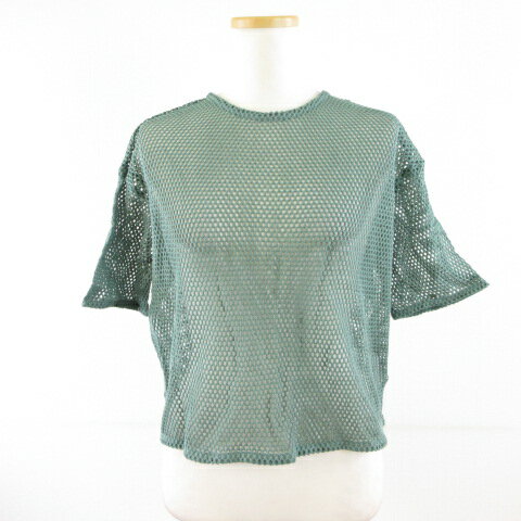 【中古】ローリーズファーム LOWRYS FARM メッシュニット 半袖 リボン 2way 緑 F *T601 レディース 【ベクトル 古着】 250529(4)