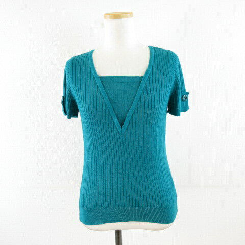 【中古】リフレクト Reflect リブニット カットソー 半袖 ターコイズブルー 緑 9 *A131 レディース 【..