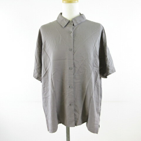 【中古】ユニクロ UNIQLO シャツ ブラウス 半袖 グレー XL *T449 レディース 【ベクトル 古着】 250620