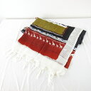 【中古】Pe'taru byPASHMA 大判ストール 総柄 フリンジ 赤 黒 *A357 レディース 【ベクトル 古着】 250626