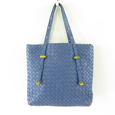 【中古】ボッテガヴェネタ BOTTEGA VENETA トートバッグ ハンド イントレチャート レザー 青 *T656 ☆AA★ レディース 【ベクトル 古着】 250708