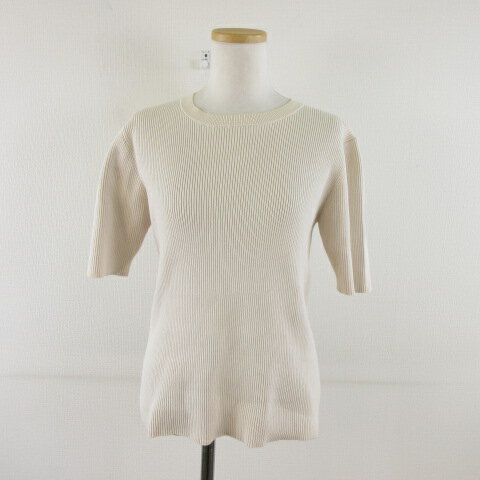 【中古】ミラオーウェン Mila Owen オーガニック半袖リブトップス ニット ベージュ 1 *A604 レディース..