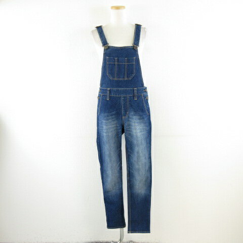 【中古】フリーネイチャー free nature オーバーオール デニム サロペット ロング 青 M *A661 レディース 【ベクトル 古着】 250730
