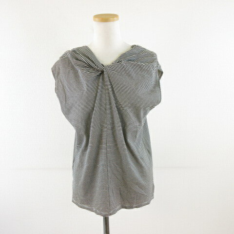 【中古】ジャーナルスタンダード レリューム JOURNAL STANDARD relume 2WAYカットソー フレンチスリーブ ボーダー 白 黒 F *A837 レディース 【ベクトル 古着】 250818