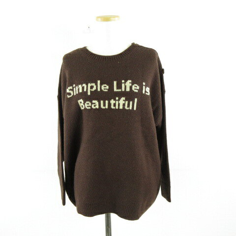 【中古】オニギリ ONIGIRI ニット セーター 長袖 茶 F *A747 レディース 【ベクトル 古着】 251110