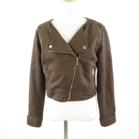 【中古】セシルマクビー CECIL McBEE ライダースジャケット 長袖 フェイクスエード 茶 M *T785 レディース 【ベクトル 古着】 260211