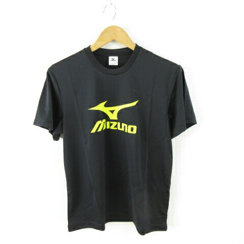 【中古】ミズノ MIZUNO スポーツウェア Tシャツ プリント 丸首 半袖 黒 S *A884 メ...