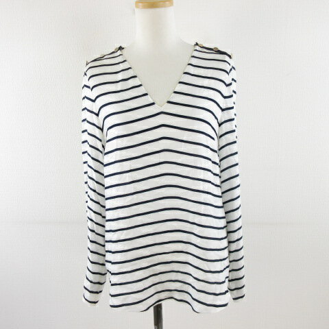 【中古】ザラウーマン ZARA WOMAN カットソー ボーダー 長袖 白 紺 S *A986 レディース 【ベクトル 古着】 260313