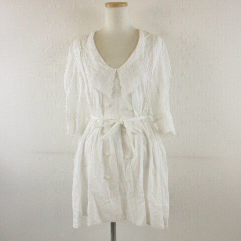 樂天商城 - 【中古】ジルスチュアート JILL STUART ワンピース ミニ 七分袖 刺繍 白 0 *T255 レディース 【ベクトル 古着】 260320