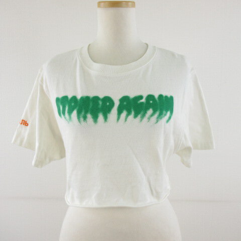 乐天商城 - 【中古】ヘロンプレストン HERON PRESTON カットソー Tシャツ 半袖 クロップド丈 刺繍 プリント 白 *T545 レディース 【ベクトル 古着】 260416