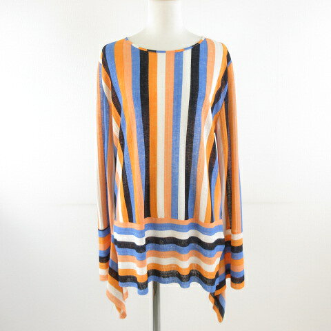 【中古】ザラ ZARA チュニック 長袖 ストライプ オレンジ 青 L *T684 レディース 【ベクトル 古着】 260429
