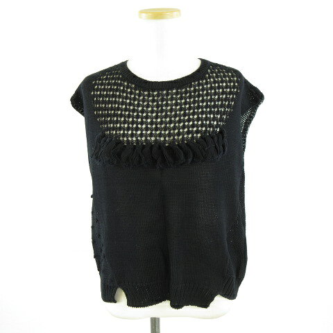 ラウラ Laula Petit Couture サマーニット ノースリーブ 黒 F *A927 レディース  260521