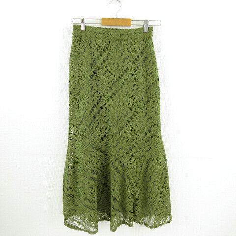 【中古】アースミュージック&エコロジー EARTH MUSIC & ECOLOGY PremiumLabel スカート ロング レース 緑 F *T254 レディース 【ベクトル 古着】 260610