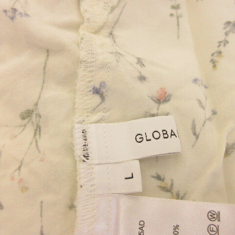 【中古】グローバルワーク GLOBAL WORK シャツ ブラウス フレンチスリーブ 花柄 オフホワイト 緑 L *A944 レディース 【ベクトル 古着】 260728 auc-vector-21181102 ブランド古着の買取販売ベクトル サンプル画像3