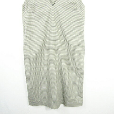 【中古】ロペピクニック ROPE Picnic ジャンパースカート ロング丈 Vネック ストレッチ 36 ベージュ 千鳥格子 kz8525 レディース 【ベクトル 古着】 240628