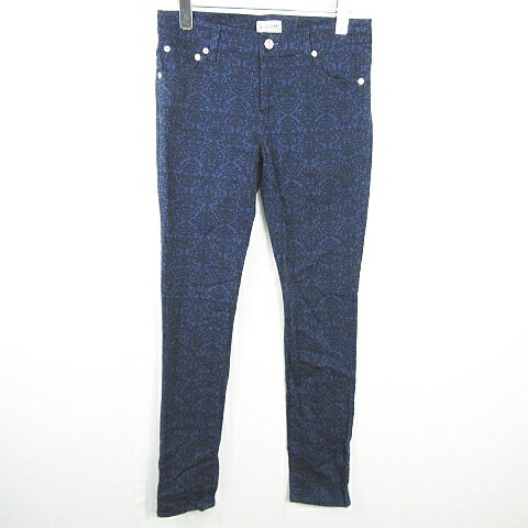 【中古】マックレガークラシック McGREGOR CLASSIC スキニー パンツ ストレッチ 綿 M ネイビー ダマスク kz8837 レディース 【ベクトル 古着】 240730