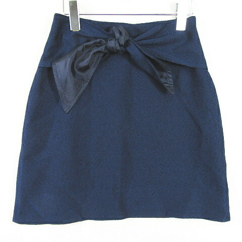 【中古】ジルスチュアート JILL STUART スカート 膝上丈 レーヨン 毛 4 ネイビー リボン kz8928 レディース 【ベクトル 古着】 240809