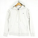 【中古】ユニクロ UNIQLO good morning beautiful people パーカー 長袖 ジップアップ 綿 L グレー リブ ワンポイント k...