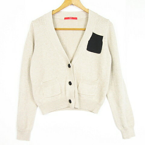 【中古】グラニフ graniph ニット カーディガン 長袖 綿 F ベージュ kz9956 レディース 【ベクトル 古着】 241122