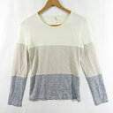 【中古】B&Y ユナイテッドアローズ BEAUTY&YOUTH ビューティー&ユース ニット カットソー 長袖 ウール混 アイボリー グレー 配色切替 kz10...