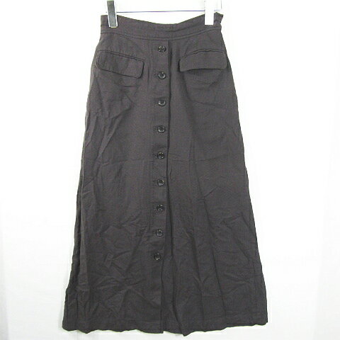 【中古】ローリーズファーム LOWRYS FARM ロング スカート ボタン 綿 麻 F チャコール kz10208 レディース 【ベクトル 古着】 241220