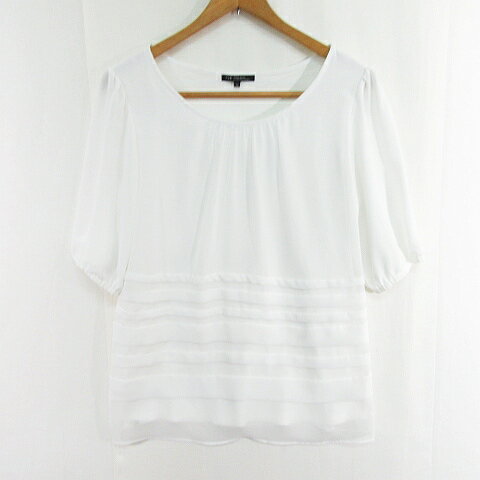 【中古】23区 オンワード樫山 レイヤード プル ブラウス 半袖 綿 40 ホワイト kz10511 レディース 【ベクトル 古着】 250121