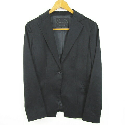 【中古】アンタイトル UNTITLED セットアップ スーツ ジャケット スカート 膝丈 スリット ストレッチ 綿 1 ブラック kz10552 レディース 【ベクトル 古着】 250123