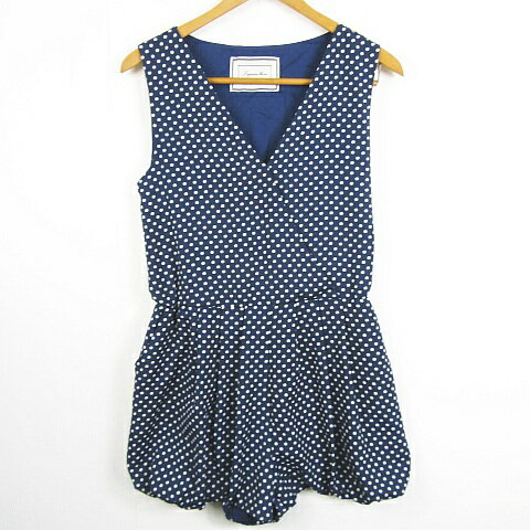 【中古】ラグナムーン LagunaMoon ロンパース オールインワン ショート丈 ノースリーブ F ネイビー ドット kz11309 レディース 【ベクトル 古着】 250408
