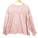 【中古】ユニクロ UNIQLO ANNA SUI ソフト コットン プルブラウス 長袖 綿 XL ピンク 総柄 大きいサイズ kz11382 レディース 【ベク...