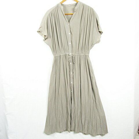【中古】アーバンリサーチ URBAN RESEARCH ロング ワンピース 半袖 ギャザー ペチコート付き 38 カーキ kz11836 レディース 【ベクトル 古着】 250529