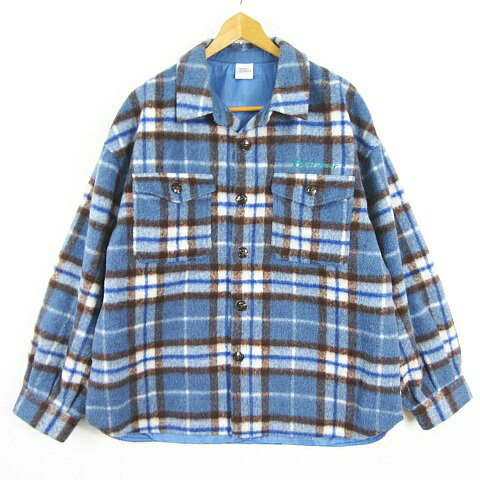 【中古】ロデオクラウンズワイドボウル RODEO CROWNS WIDE BOWL RCWB コート ジャケット ミディアム丈 FREE ブルー チェック kz12707 レディース 【ベクトル 古着】 250828