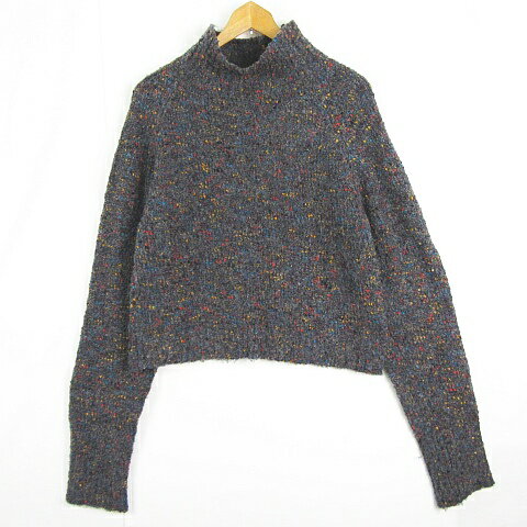 【中古】テチチ Te chichi ニット セーター 長袖 ハイネック 毛 フリー カラーネップ ダークグレー kz12834 レディース 【ベクトル 古着】 250909(4)