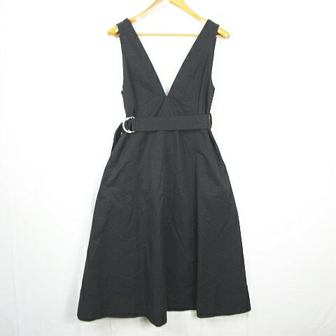 【中古】ナノユニバース nano universe ナノベース nano BASE ジャンパースカート ロング丈 Vネック 綿..