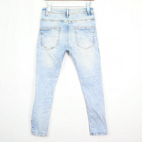 【中古】ザラマン ZARA MAN デニム 5P パンツ ジーンズ テーパード アンクル ストレッチ ダメージ EUR38 ライトブルー 2sa7061 メンズ 【ベクトル 古着】 251201