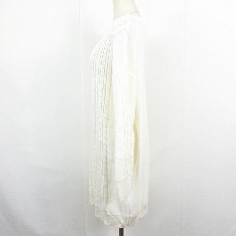 【中古】アースミュージック&エコロジー EARTH MUSIC & ECOLOGY ニット ワンピース 膝下丈 長袖 ケーブル編み F アイボリー kz13979 レディース 【ベクトル 古着】 260108