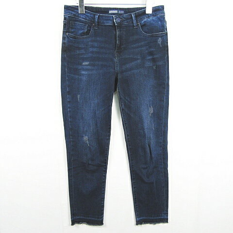 [Used] ZARA BASIC Denim Pants Jeans Cut-off Size 40 Navy Distressed Finish 3777/221 kz15154 Women's [Vector Used Clothing] 260421
