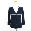 【中古】イネド INED サマーニット カーディガン 七分袖 Vネック 2 ネイビー ※EKM レディース 【ベクトル 古着】 231118