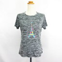 【中古】未使用品 エル ELLE SPORT Tシャツ カットソー 半袖 クルーネック 総柄 UV対策 吸汗速乾 M グレー系 スポーツウェア ※EKM レディ...