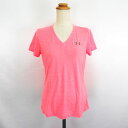 【中古】アンダーアーマー UNDER ARMOUR Tシャツ カットソー 半袖 Vネック ヒートギア ロゴ SM オレンジ スポーツウェア ※EKM レディース...