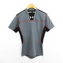 【中古】アンダーアーマー UNDER ARMOUR MRG5439 ジャージ シャツ 半袖 ロゴ SM グレー×ブラック ラグビーウェア ※EKM メンズ 【ベ...