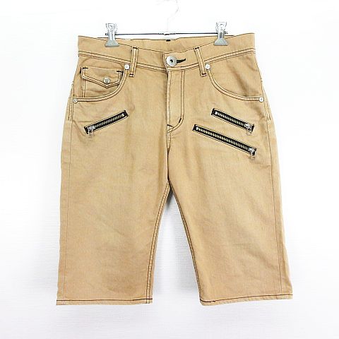 【中古】リー LEE 08532 COWBOY ハーフパンツ ボトムス シンチバック ジップ 30 ベージュ ※EKM メンズ 【ベクトル 古着】 250121