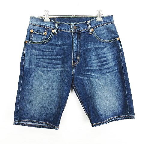 【中古】リーバイス Levi's 505 34505-0127 デニム ジーンズ ボトムス ハーフパンツ ユーズド加工 ストレッチ 30 インディゴブルー ※EKM メンズ 【ベクトル 古着】 250301